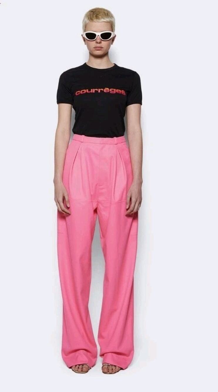 LHD Ventilo Cargo Side Pocket Pants Size 4 Hot PINK Pleated High Waist Trousers